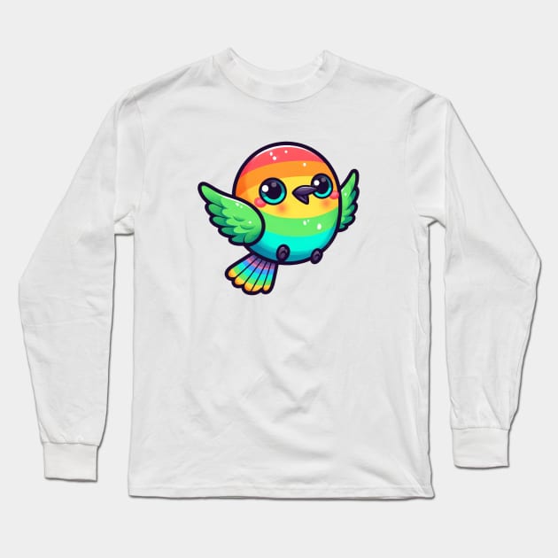 Kawaii Rainbow Bee Eater Long Sleeve T-Shirt by PunnyBitesPH